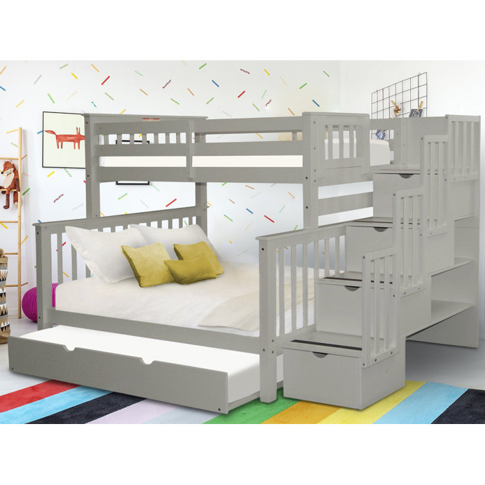 Harriet Bee Tena Twin Over Full 4 Drawer Solid Wood Standard Bunk Beds
